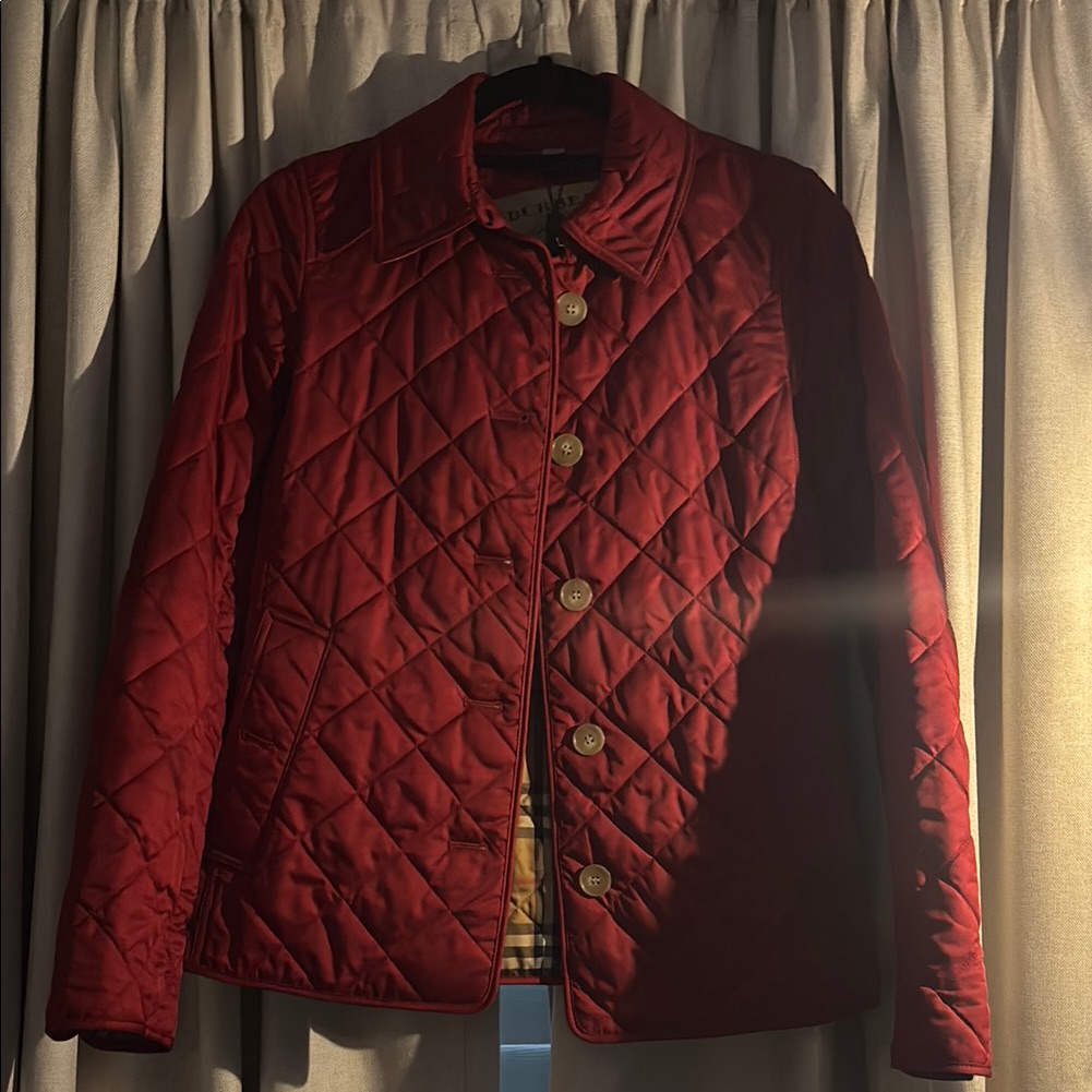 Burberry Red Puffer Jacket Quilted Design